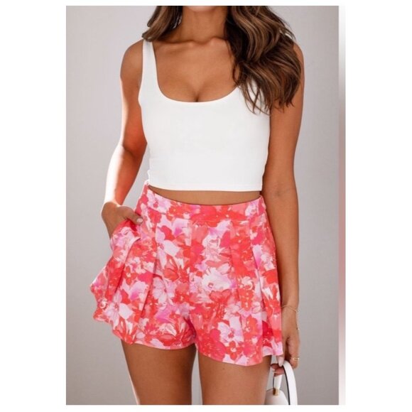 Do+Be Womens Floral Print Shorts Size S Pink & Red Summer Casual (bin ii104) - Picture 1 of 12